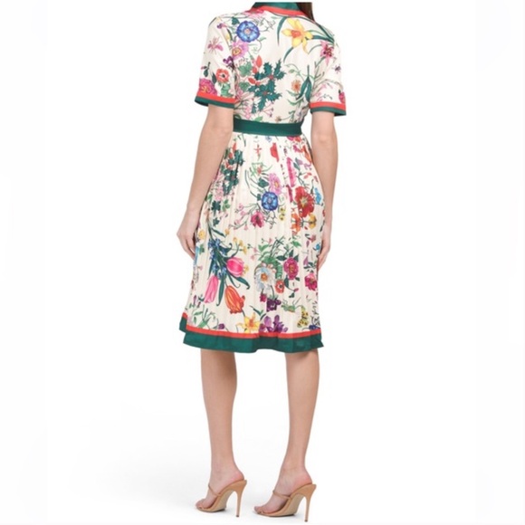 Dalia Macphee White Multi Short Sleeve Shirt Dress in Multicolor Floral/Cream - Picture 2 of 16